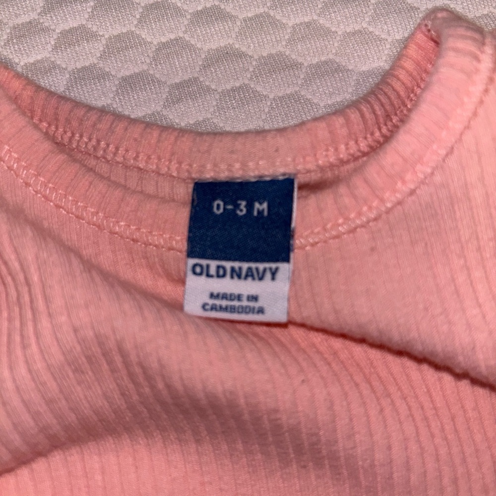 Old Navy Peach Pink Ruffle-Shoulder Ribbed One-Piece - Picture 2 of 2